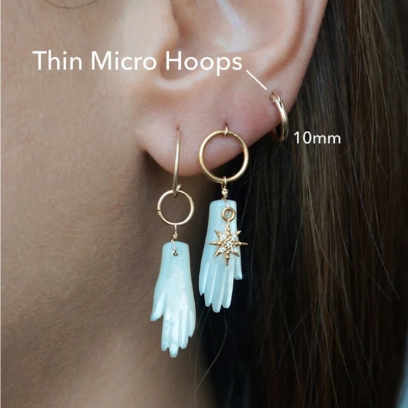 Kozakh Thin Micro Hoops Earrings - Picture 3 of 4